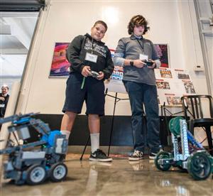 Students with Robot 